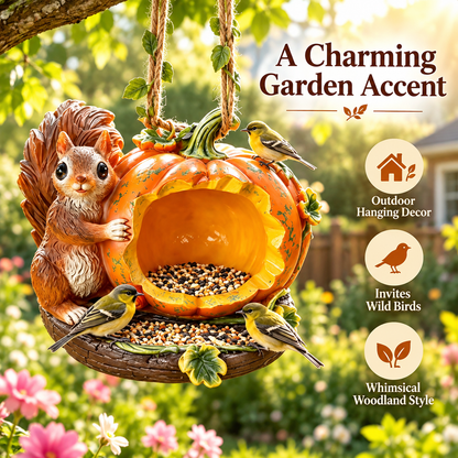 🐿️ Woodland Storybook Hanging Bird Feeder – Whimsical Garden Decor