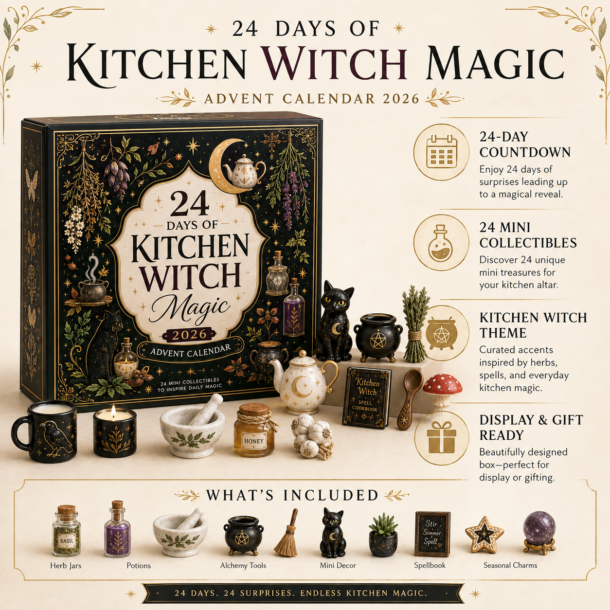 24 Days of Kitchen Witch Magic – Herbal Apothecary Advent Calendar