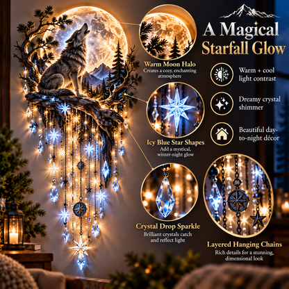 ⏳ Last Day 50% OFF-🐺🌕 Wolf Howling Moon Starfall Wall Light – Bring the Wild Home