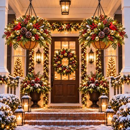 🎄 Last Day 50% OFF 🏆 Pre-Lit Christmas Hanging Basket | Pre-lit, weather-resistant, and zero maintenance