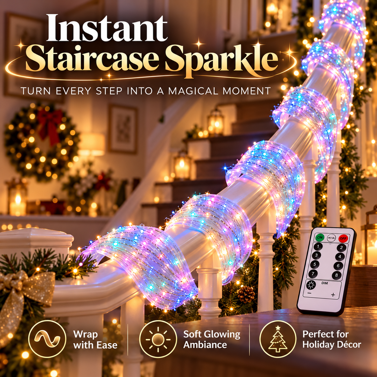 ✨🌈 Magical LED Fairy Ribbon Lights | Remote-Controlled Sparkling Holiday Decor 🎄