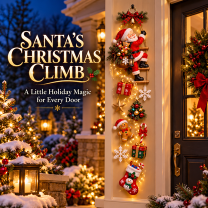 🎅 Santa’s Christmas Climb Lighted Wall Hanging | Festive Vertical Door & Entryway Décor ✨