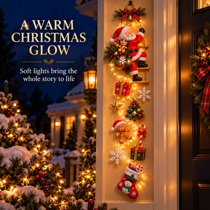 🎅 Santa’s Christmas Climb Lighted Wall Hanging | Festive Vertical Door & Entryway Décor ✨