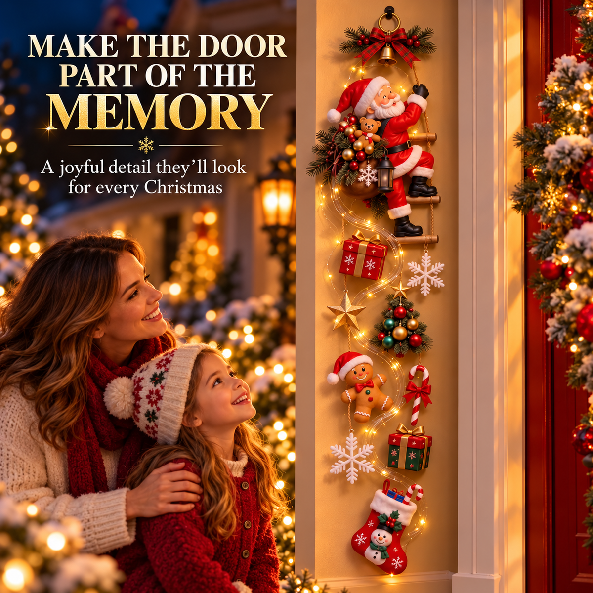 🎅 Santa’s Christmas Climb Lighted Wall Hanging | Festive Vertical Door & Entryway Décor ✨