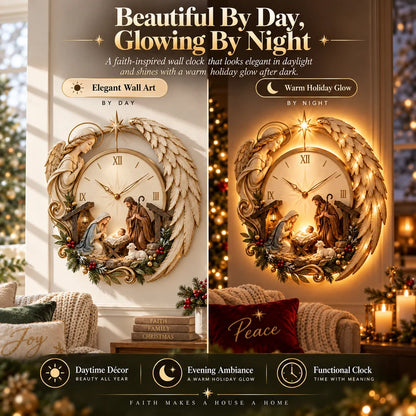 🎄⏰ LAST DAY 50% OFF ✨ Bethlehem Angel Nativity Glow Clock
