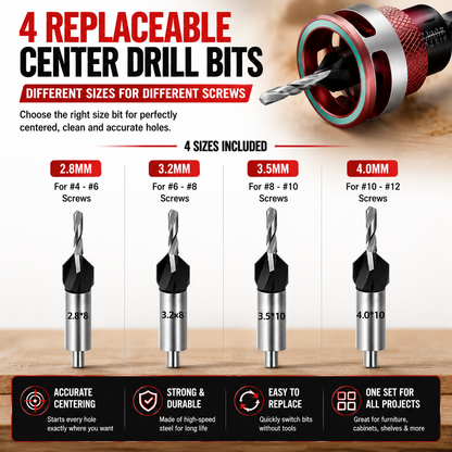 🔥 LAST DAY 50% OFF-🔩 Adjustable Countersink Drill Bit Set | Professional Woodworking Screw Finishing Tool