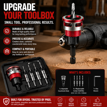 🔥 LAST DAY 50% OFF-🔩 Adjustable Countersink Drill Bit Set | Professional Woodworking Screw Finishing Tool