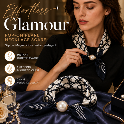 🧣 Effortless Glamour: Pop-On Pearl Necklace Scarf ✨