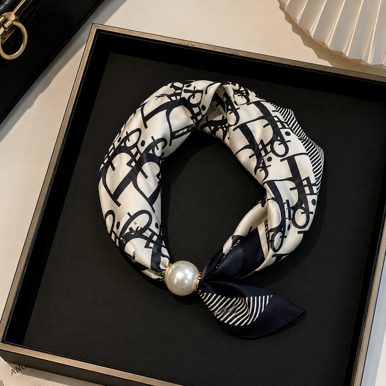 🧣 Effortless Glamour: Pop-On Pearl Necklace Scarf ✨
