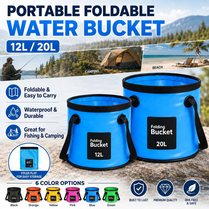 Portable Foldable Water Bucket - Perfect for Fishing, Camping, Traveling!!