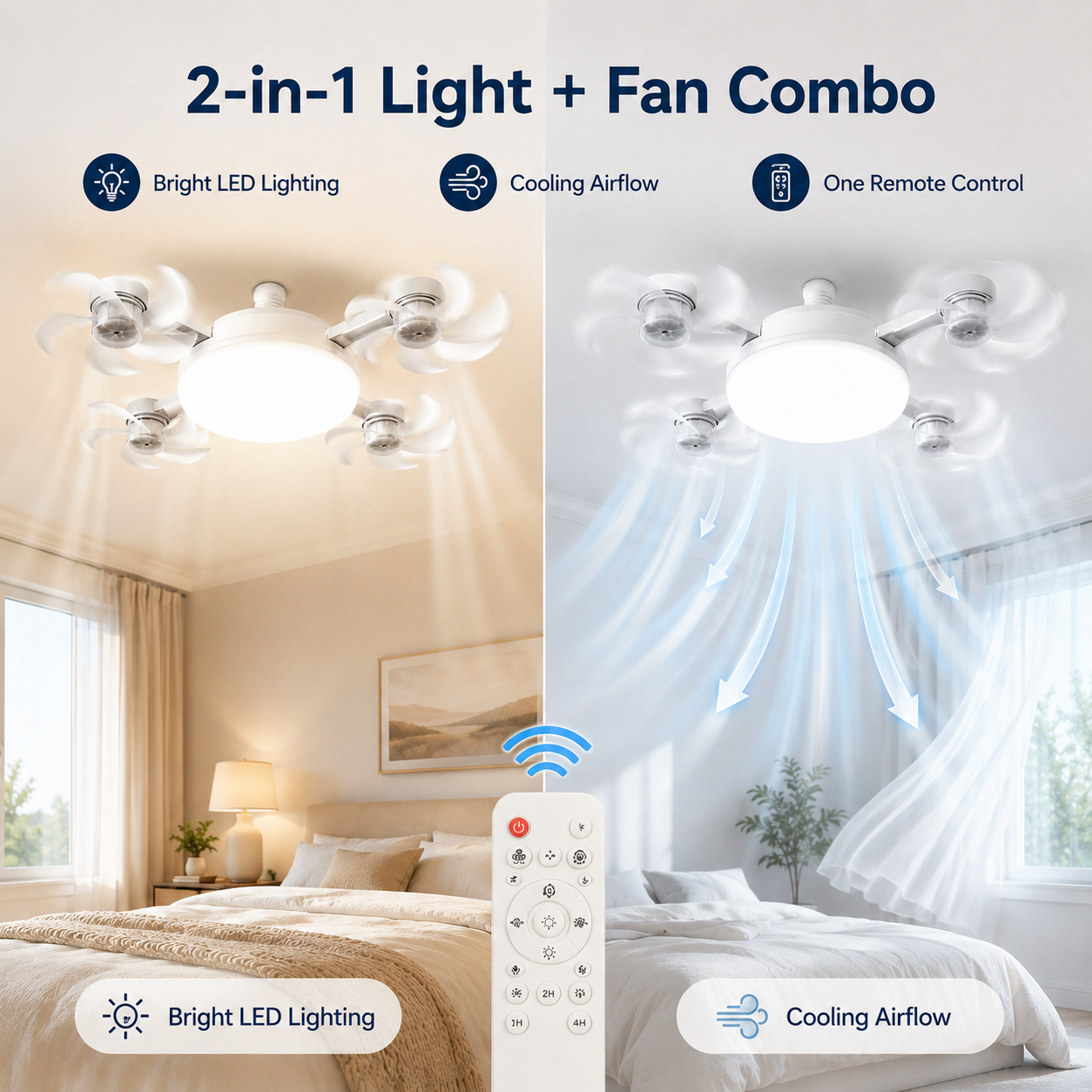 💡 Ceiling Fan Light – 2-in-1 LED Fan Bulb with Remote Control