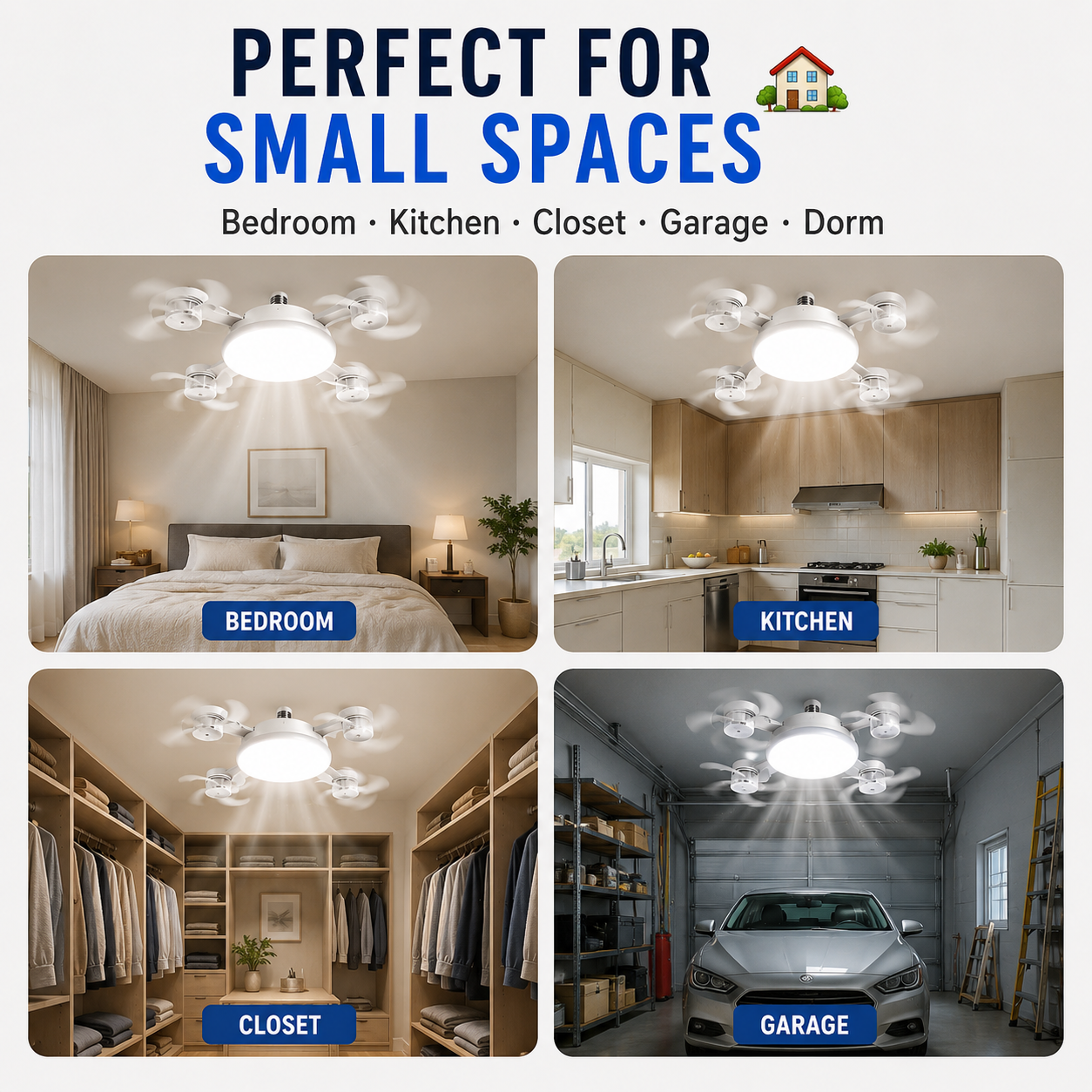 💡 Ceiling Fan Light – 2-in-1 LED Fan Bulb with Remote Control