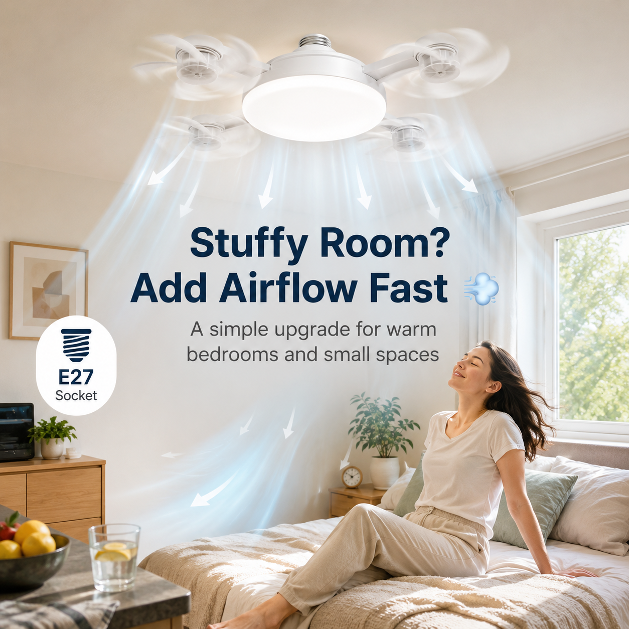 💡 Ceiling Fan Light – 2-in-1 LED Fan Bulb with Remote Control