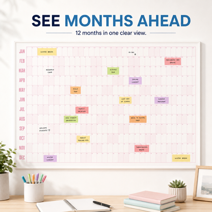 📚Teacher’s Giant School Year Wall Calendar | See 12 Months at a Glance