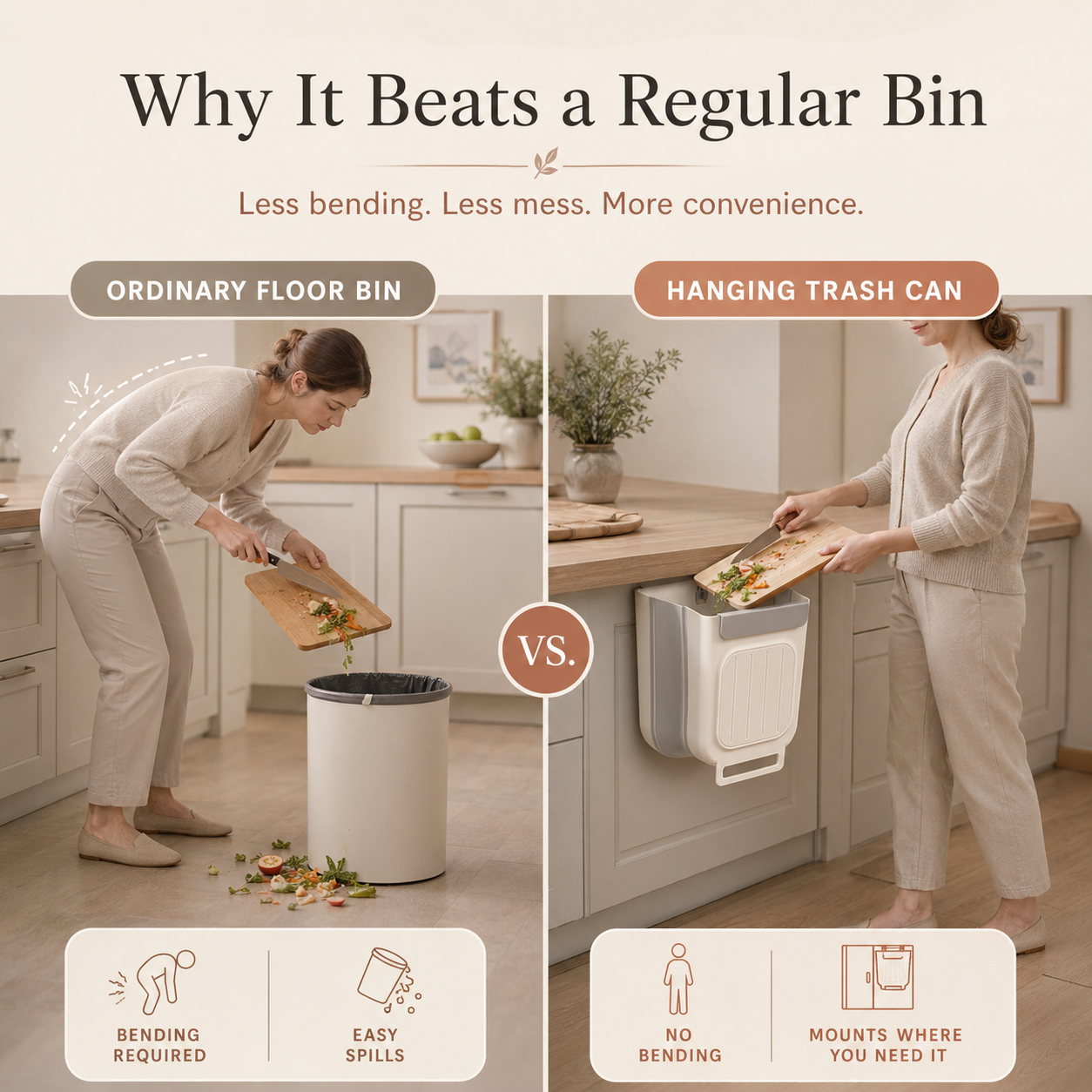 🗑️ LIMITED-TIME 50% OFF! 💫 Collapsible Hanging Trash Can for Kitchen Cabinet Door