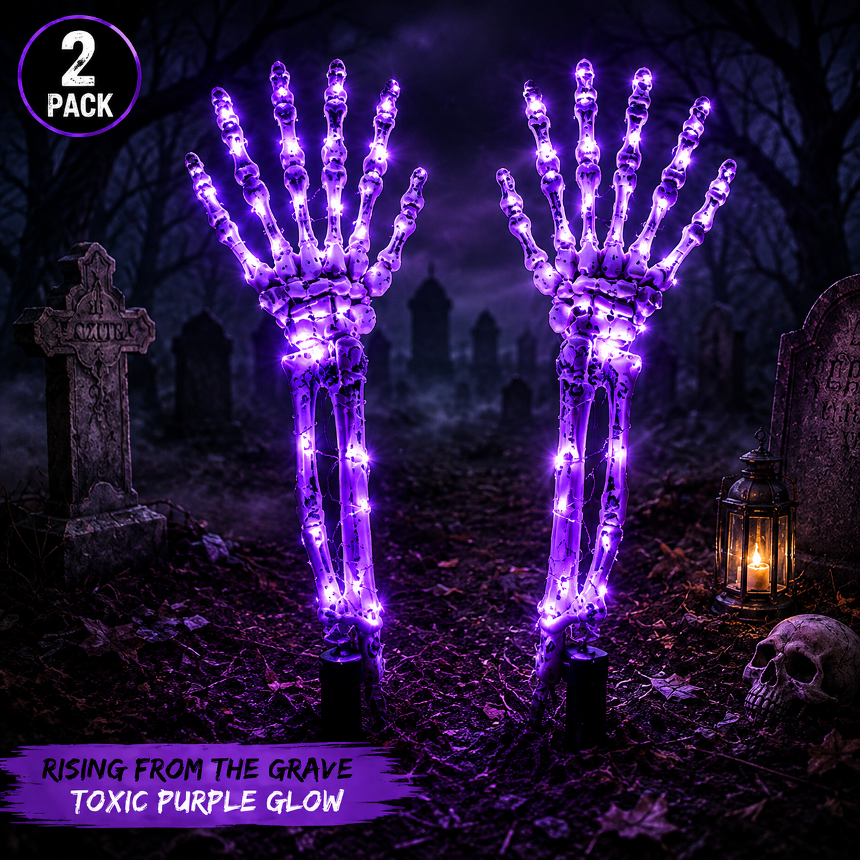 2-Pack Skull Arm Halloween Outdoor Decorations