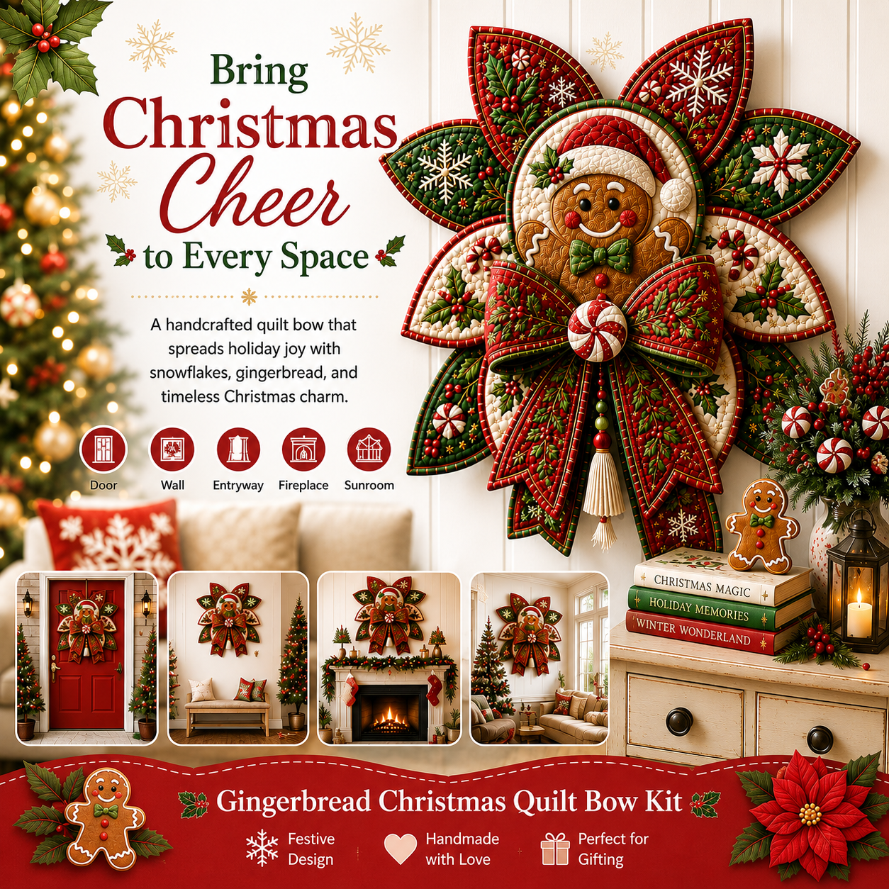 🧵🎄Christmas Quilt Bow DIY Sewing Kit