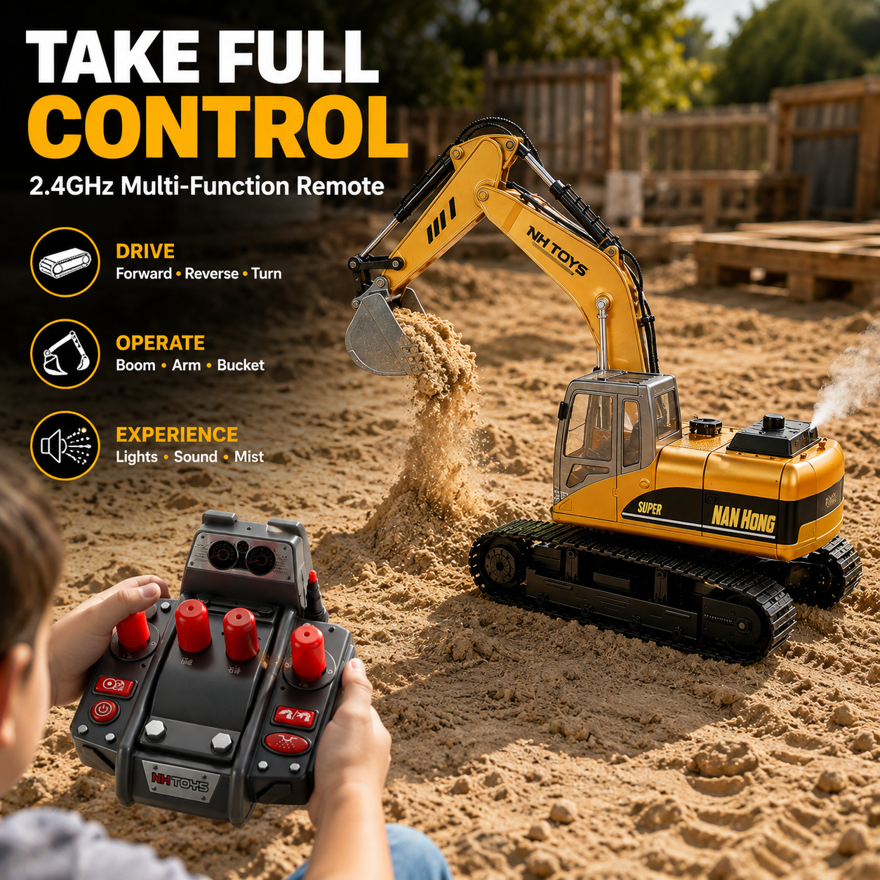 🔥 Limited Time 50% OFF🚜 1:14 RC Crawler Excavator – Alloy Bucket, Mist, Lights & Sound