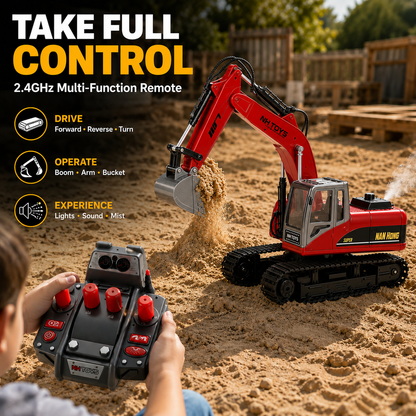🔥 Limited Time 50% OFF🚜 1:14 RC Crawler Excavator – Alloy Bucket, Mist, Lights & Sound