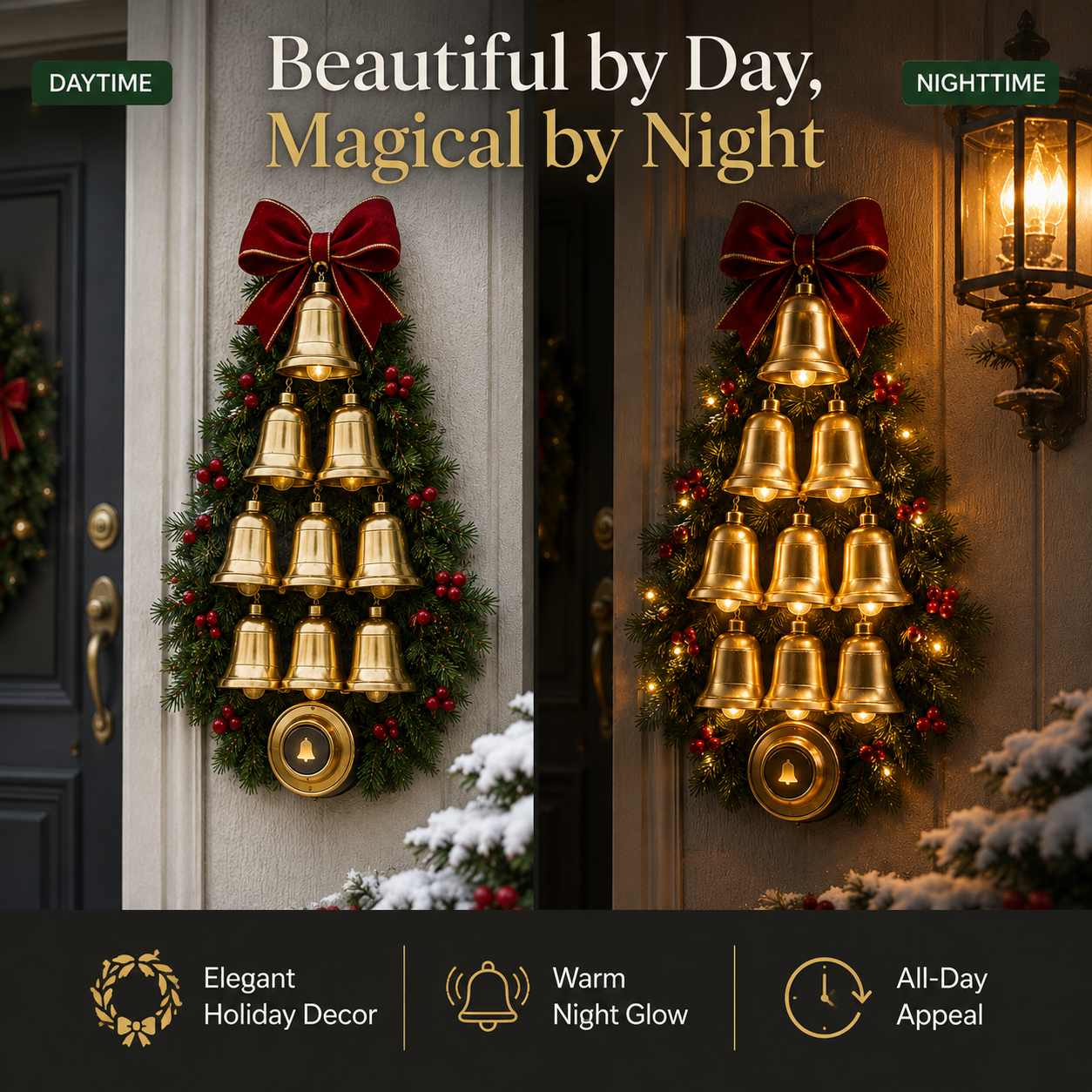 ✨✨Christmas Bell Cascade Doorbell™✨ – Light-Up Holiday Chime Door Decor 🔔🎄