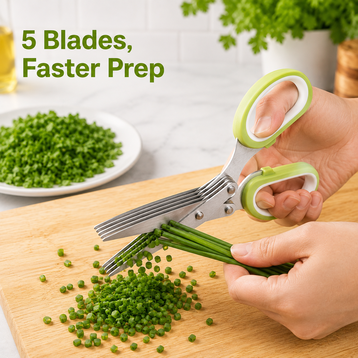🔥HOT SALE 49% OFF✂️ 5-Blade Kitchen Herb Scissors