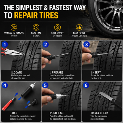 🛞 Mushroom Tire Repair Kit – Compact Roadside Puncture Tool Set