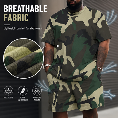 ✨ Men's Camouflage 2-Piece Outfit – Oversized T-Shirt & Shorts Set 🪖