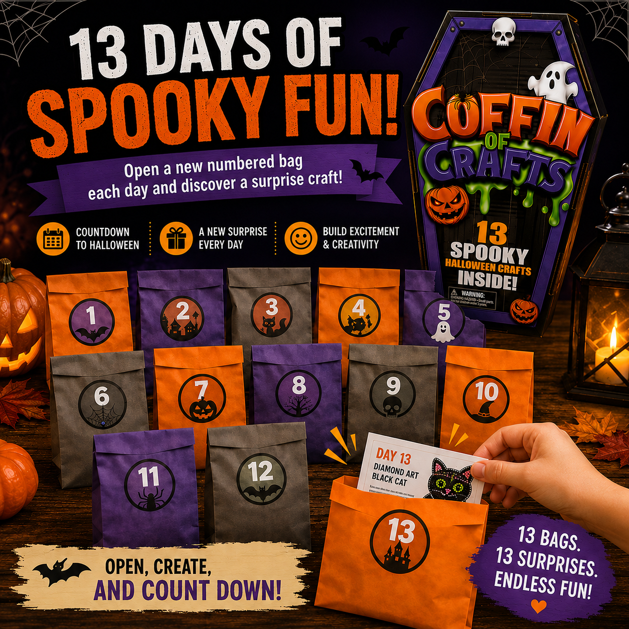 Coffin of Crafts Halloween Advent Calendar – 13 Spooky DIY Craft Surprises