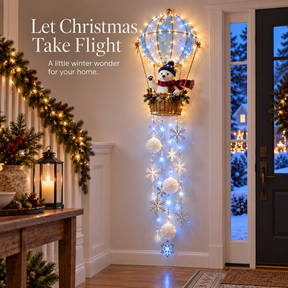 Polar Bear Hot Air Balloon Snowflake Light