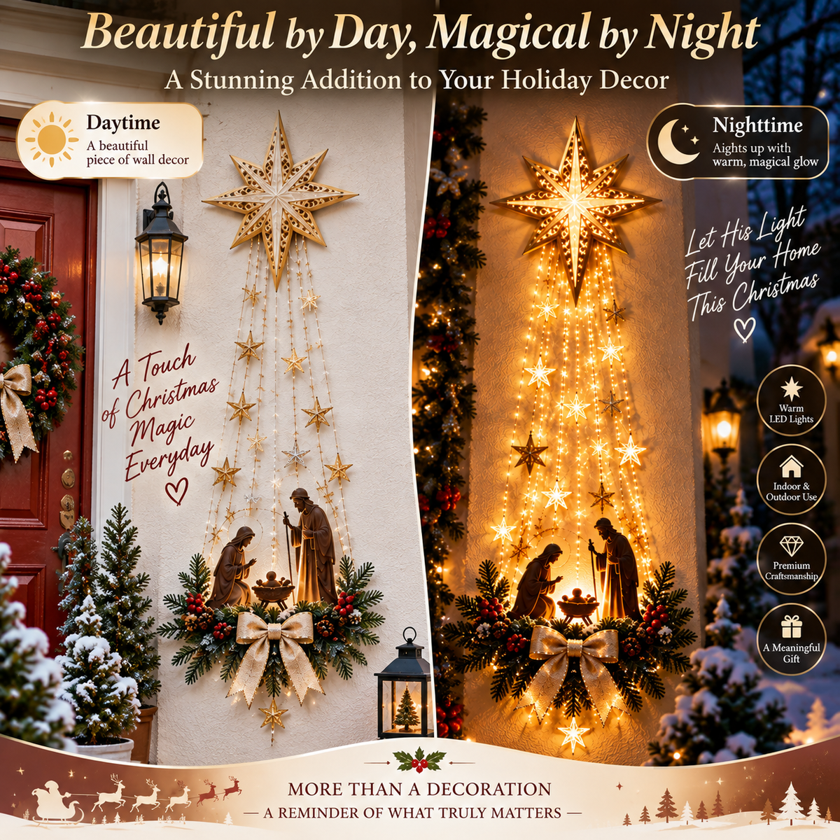 ✝️ Bethlehem Star of Faith™ – Lighted Nativity Wall Decor✨