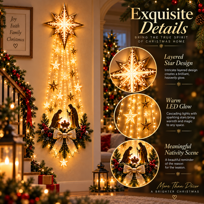 ✝️ Bethlehem Star of Faith™ – Lighted Nativity Wall Decor✨