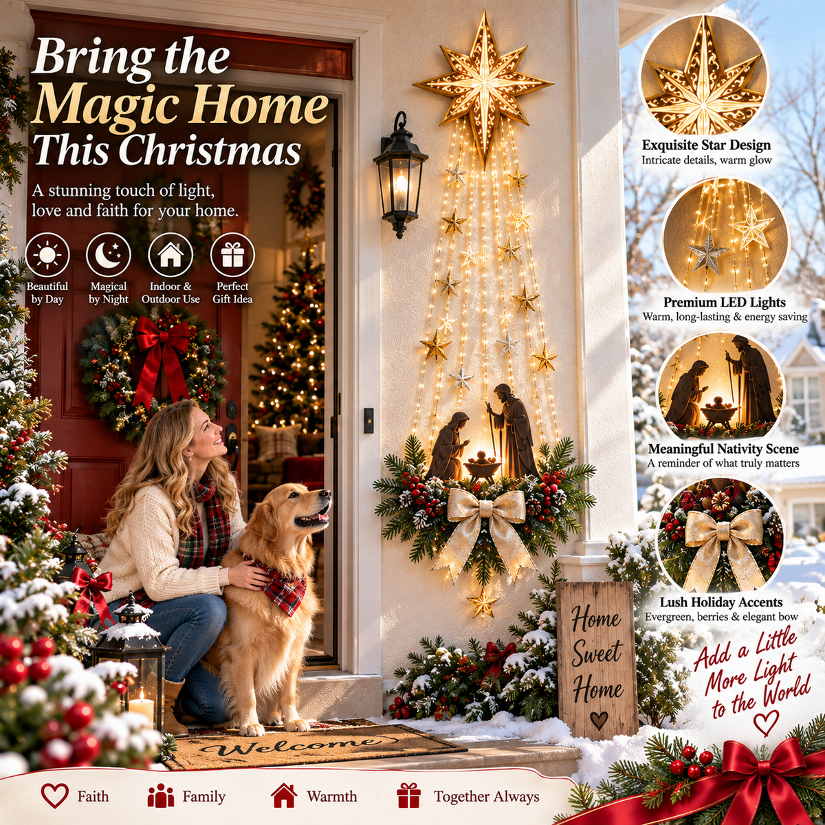 ✝️ Bethlehem Star of Faith™ – Lighted Nativity Wall Decor✨