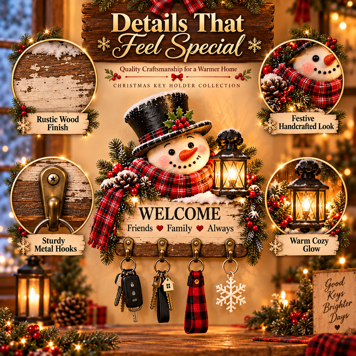 ✨Last Day 49% OFF✨Welcome Key Holder™– Lighted Christmas Entryway Wall Decor