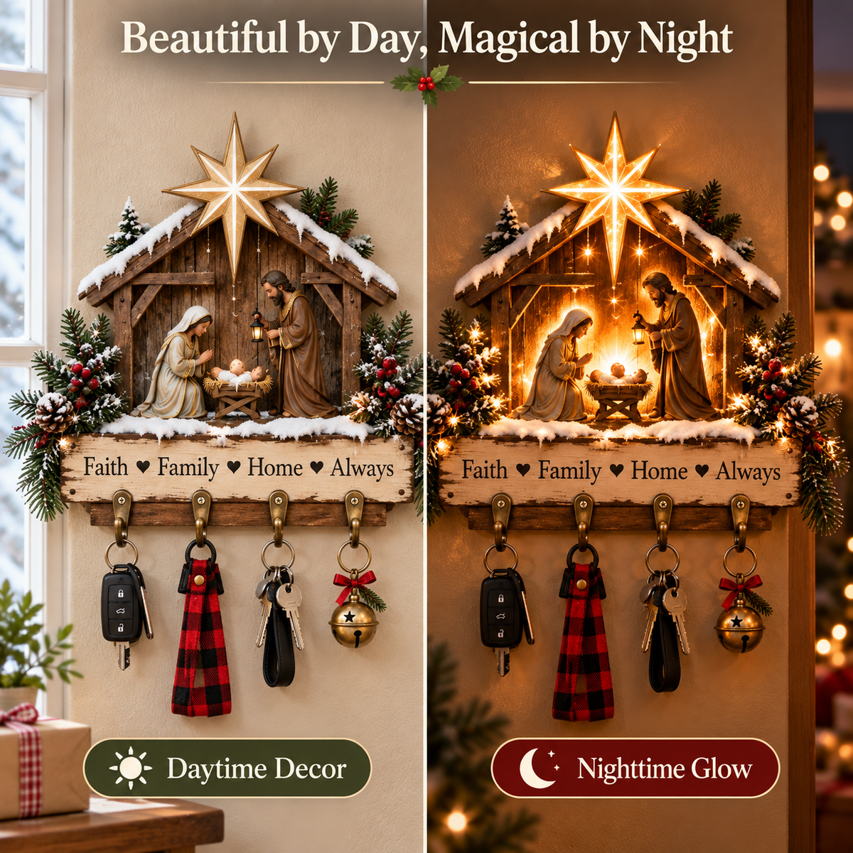 ✨Last Day 49% OFF✨Welcome Key Holder™– Lighted Christmas Entryway Wall Decor