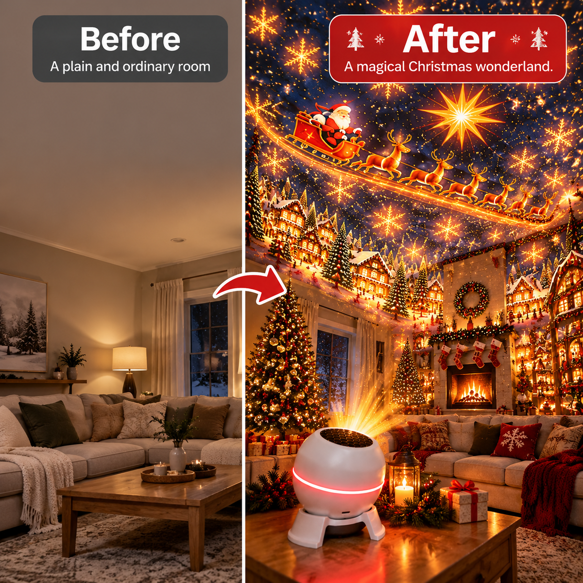 ⚡ Turn Any Room Into a Christmas Wonderland – Holiday Projection Night Light