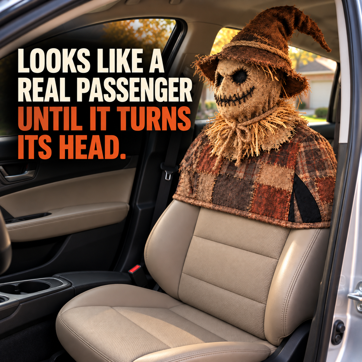 😱 Animated Horror Passenger Prop – Motion Sensor Halloween Car Decoration with Wireless Remote