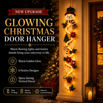 🎄Light-Up Christmas Door Hanger – 6 Festive Designs with Warm Holiday Glow ✨