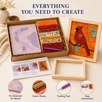 Kinusaiga-No-Sew Bird Fabric Art Kit