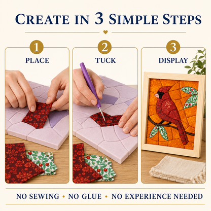 Kinusaiga-No-Sew Bird Fabric Art Kit