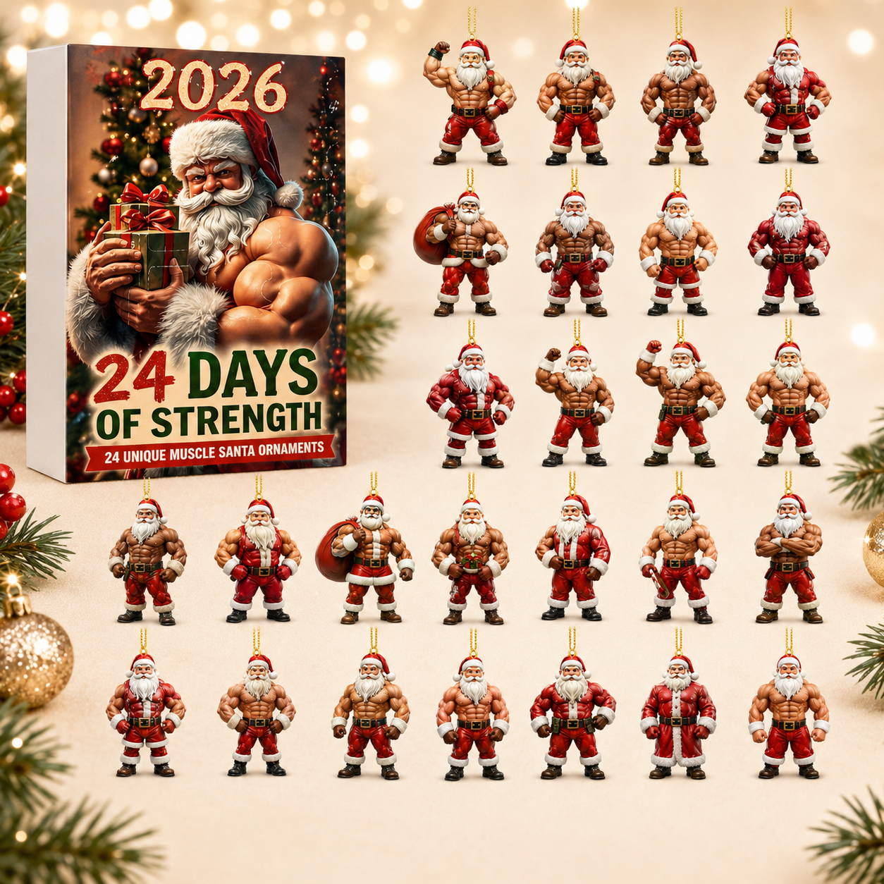 2026 Muscle Santa Christmas Countdown Calendar 🎅🎄