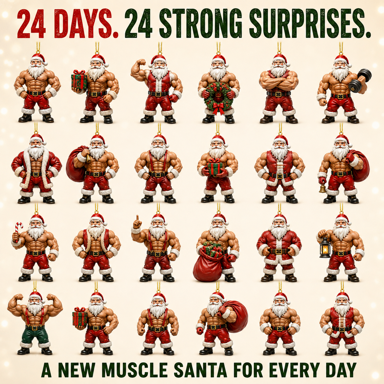 2026 Muscle Santa Christmas Countdown Calendar 🎅🎄
