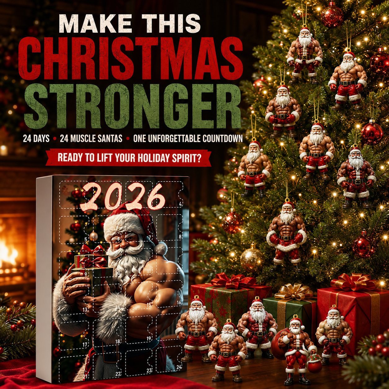 2026 Muscle Santa Christmas Countdown Calendar 🎅🎄