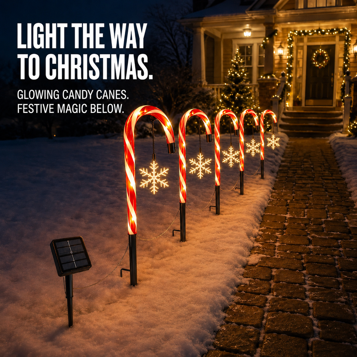 🎄Solar Candy Cane Projector Pathway Lights – Light the Way to Christmas