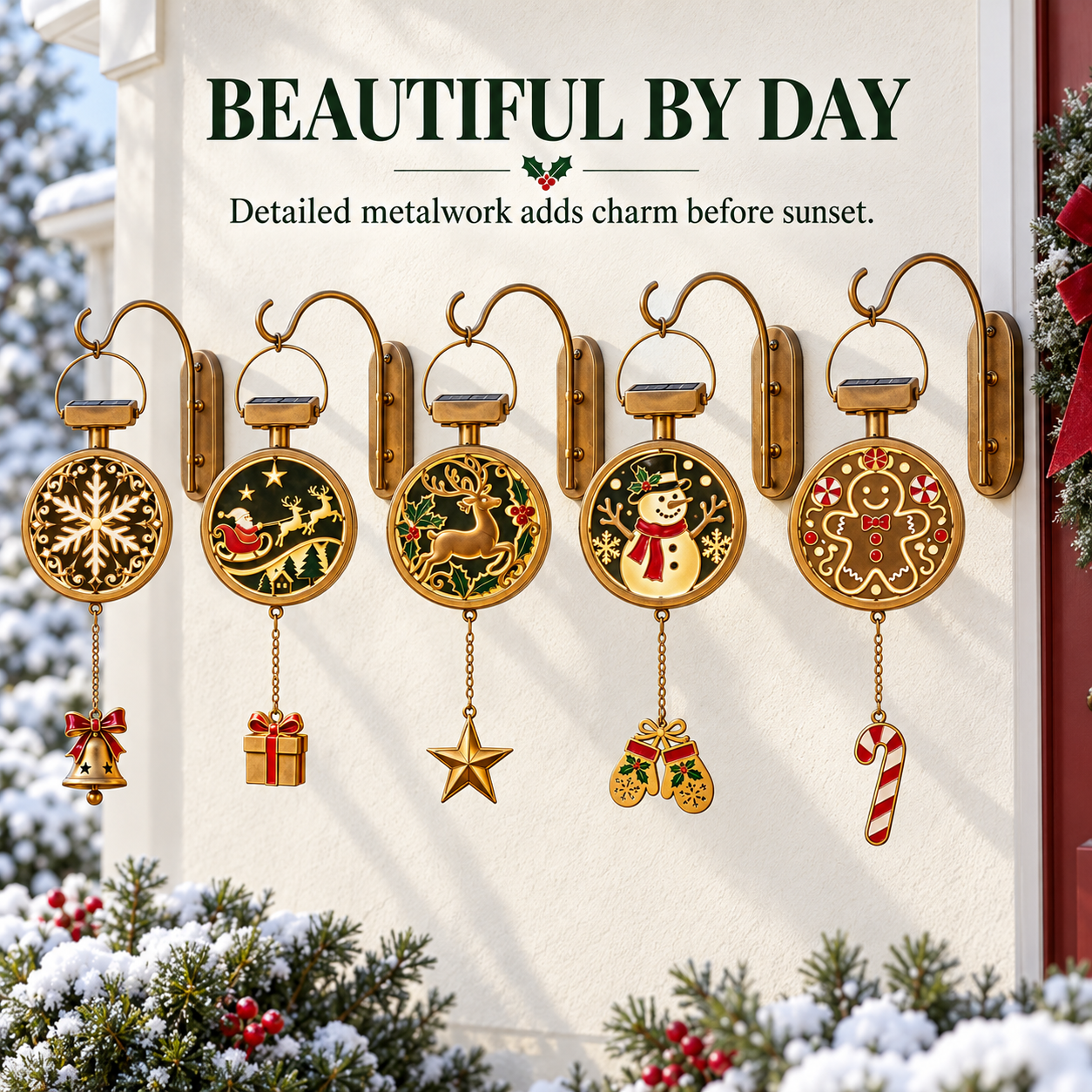 ⏳ Last Day 49% OFF - Christmas Glow Solar Wall Lantern