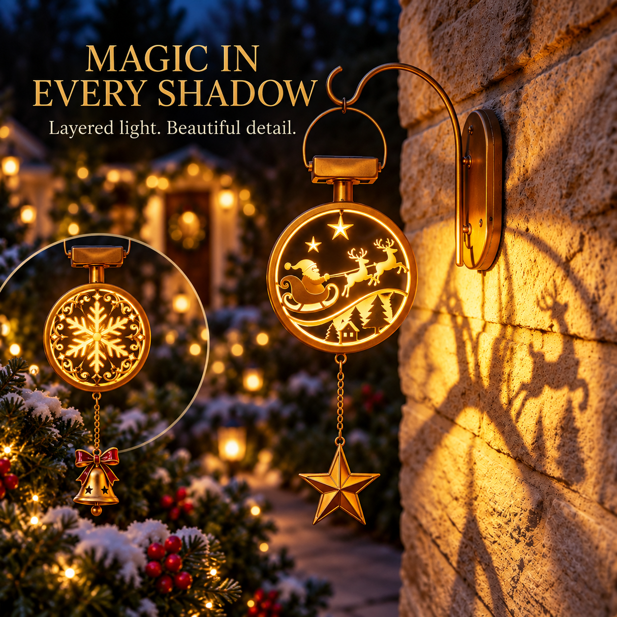 ⏳ Last Day 49% OFF - Christmas Glow Solar Wall Lantern