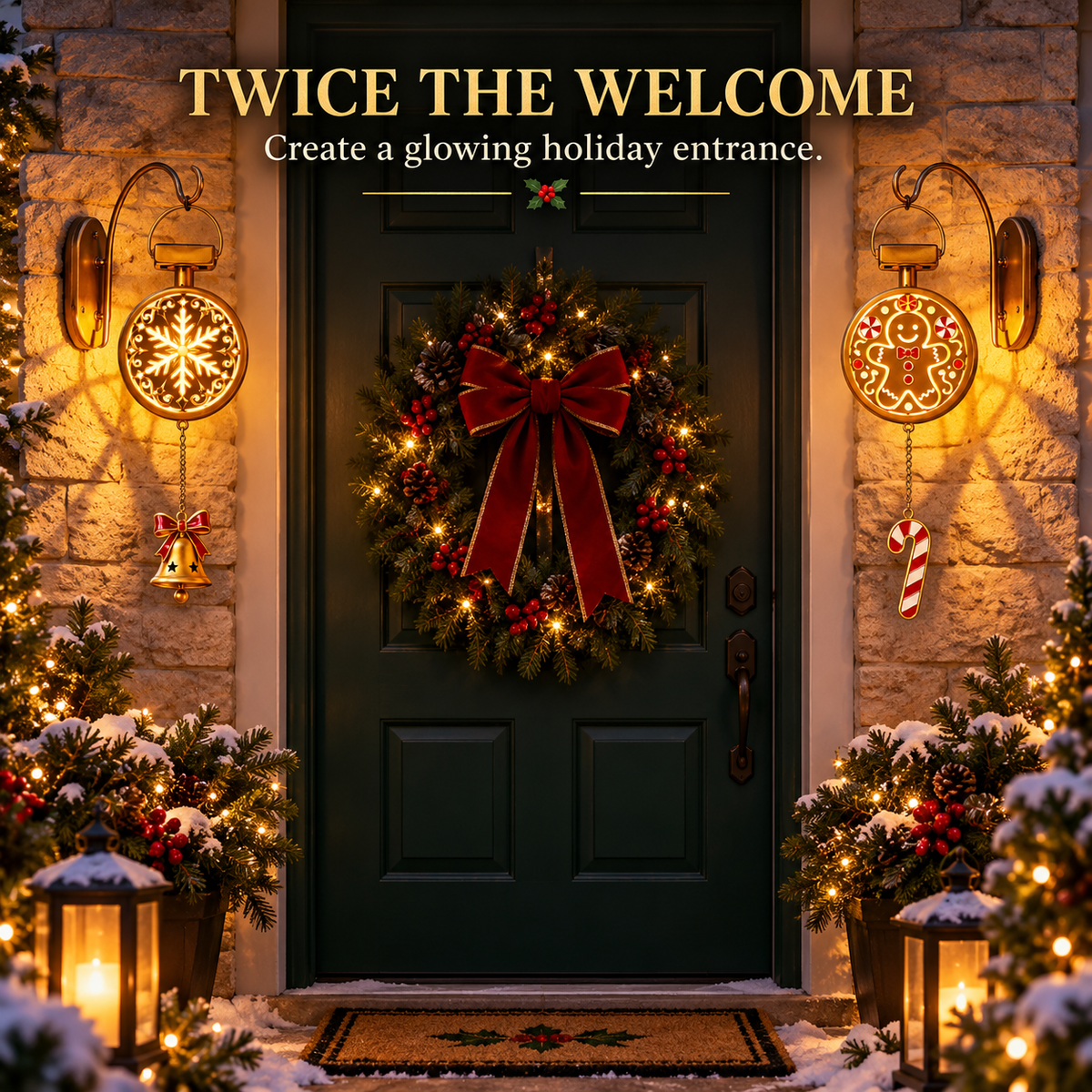 ⏳ Last Day 49% OFF - Christmas Glow Solar Wall Lantern