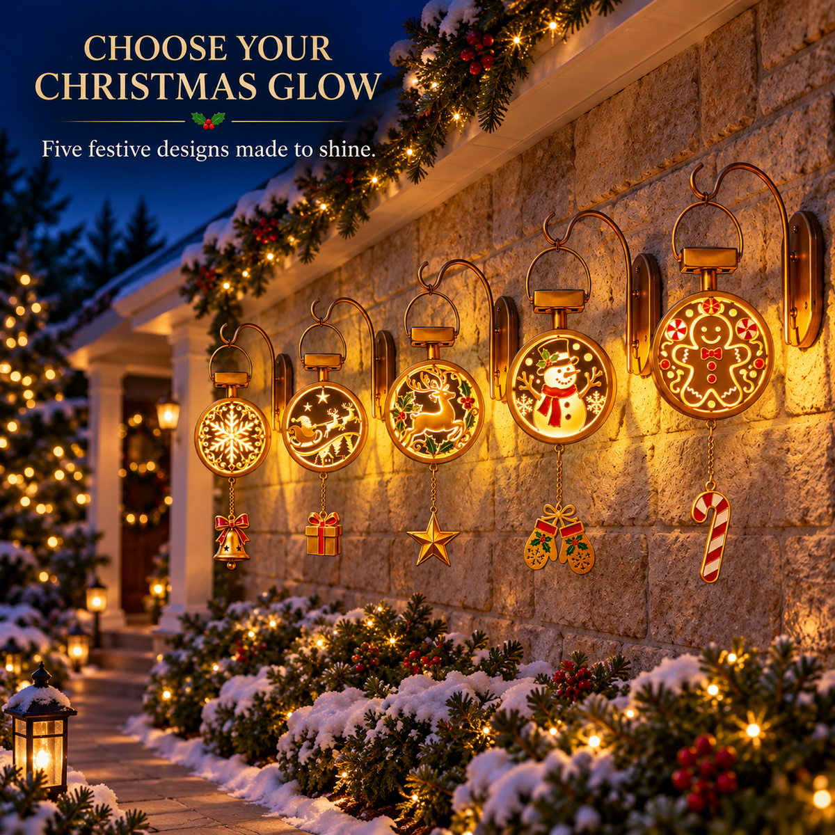 ⏳ Last Day 49% OFF - Christmas Glow Solar Wall Lantern
