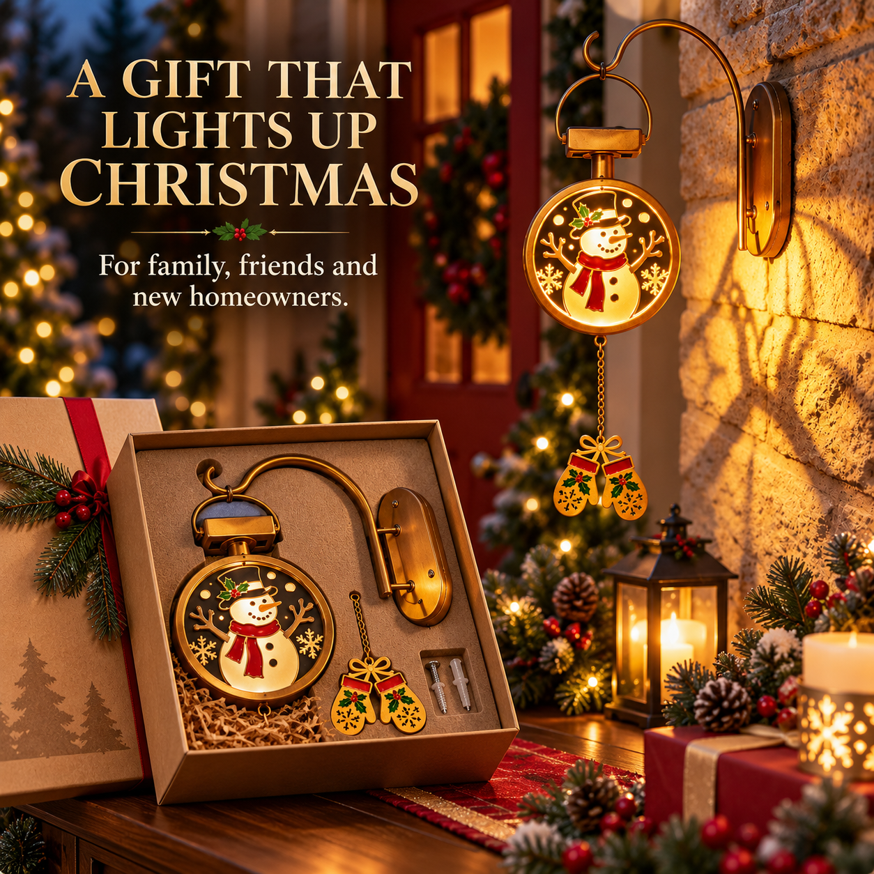 ⏳ Last Day 49% OFF - Christmas Glow Solar Wall Lantern