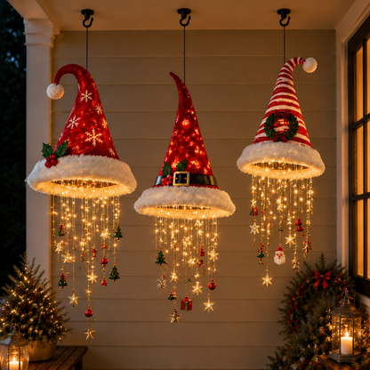 🎅 Lighted Santa Hat Hanging Chandelier 🎄