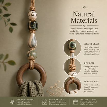 🔥LAST DAY 58% OFF-2027 Decorative Beaded Towel Hanger with Wooden Ring